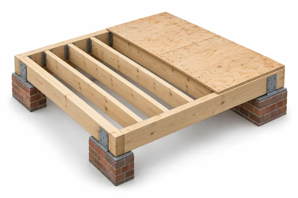 Houten balklaag — illustratief bouwmodel